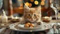 Cute Cat Eating Dinner Fine Dining Kitty Meme Funny Cats Adorable Pets