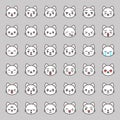 Cute cat emotion face in various expession, editable line icon Royalty Free Stock Photo