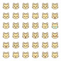 Cute cat emotion face in various expession, editable line icon Royalty Free Stock Photo