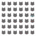 Cute cat emotion face in various expession, editable line icon Royalty Free Stock Photo