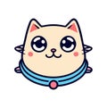 Cute cat face in cartoon doodle style vector icon. Royalty Free Stock Photo