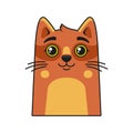 Cute Cat Face Icon. Cartoon Style on White Background Vector Royalty Free Stock Photo