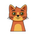 Cute Cat Face Icon. Cartoon Style on White Background Vector Royalty Free Stock Photo