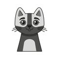 Cute Cat Face Icon. Cartoon Style on White Background Vector Royalty Free Stock Photo