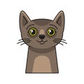 Cute Cat Face Icon. Cartoon Style on White Background Vector Royalty Free Stock Photo