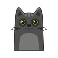 Cute Cat Face Icon. Cartoon Style on White Background Vector Royalty Free Stock Photo
