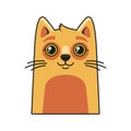 Cute Cat Face Icon. Cartoon Style on White Background Vector Royalty Free Stock Photo