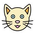 Cute cat face icon color outline vector Royalty Free Stock Photo