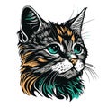 Cute Cat face portrait illustration isolated on white background icon on vector art style Royalty Free Stock Photo