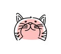 Cute cat face. Vector illustration of the outline. Royalty Free Stock Photo