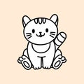 Cute cat. Farm pet. Kawaii face. Hand draw doodle style. Vector on isolated background. For printing on paper and fabric, children Royalty Free Stock Photo