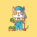 Cute Cat farmers harvest fruit and vegetables cartoon animal character mascot icon flat style illustration concept Royalty Free Stock Photo