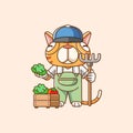 Cute Cat farmers harvest fruit and vegetables cartoon animal character mascot icon flat style illustration concept Royalty Free Stock Photo