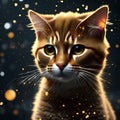 Cute cat surrounded by little lights - ai generated image Royalty Free Stock Photo