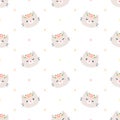 Cute cat with flower crown seamless pattern background Royalty Free Stock Photo
