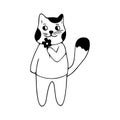 Cute cat and flower doodle icon. Cute pets vector art Royalty Free Stock Photo