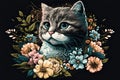 Cute Cat With Flowers: A Delightful Scene Of Nature's Beauty