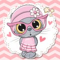 Cute Cat girl in pink eyeglasses Royalty Free Stock Photo