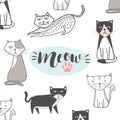 Cute cat with hand drawn cartoon. Hip Hop style Royalty Free Stock Photo