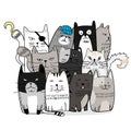 Cute cat hand drawn cartoon style Royalty Free Stock Photo