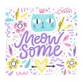 Cute cat hand drawn color illustration Royalty Free Stock Photo
