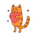 Cute cat hand drawn illustration with heart