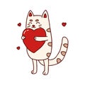 Cute cat hand drawn illustration with heart