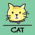 Cute cat hand-drawn style, vector illustration. Royalty Free Stock Photo