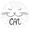 Cute cat, Hand drawn T-shirt design or greeting card Royalty Free Stock Photo