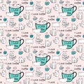 Cute Cat Hand Drawn Vector Pattern. Royalty Free Stock Photo