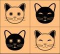 cute cat head icon, four kinds of cat head icon styles. Royalty Free Stock Photo