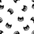 Cute cat heads seamless pattern vector Halloween background. Coronavirus concept. Vector illustration Royalty Free Stock Photo