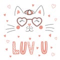 Cute cat in heart shaped glasses