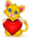 Cute Cat holding heart love