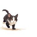 A cute cat illustration ready to jump