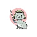 Cute Cat Japanese Samurai Costume Japan Flat Cartoon Illustration