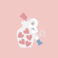 cute cat and jar of hearts happy valentines day, birthday love concept