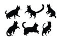 Cute cat jumping silhouette bundle design. Cute home cat vector design on a white background. Cat standing in different positions