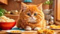 Cute cat in the kitchen food creative kitten friendly small