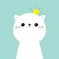 Cute cat kitten face head icon. Kids print for poster, t-shirt. Kawaii kitty animal. Golden crown. Cartoon funny baby character.