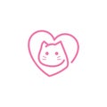 Cute Cat Kitten Lover Care Simple Line Logo