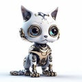 Cute cat or kitten robot, funny robotic pet animal isolated over white background. Created with generative Ai Royalty Free Stock Photo