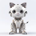 Cute cat or kitten robot, funny robotic pet animal isolated over white background. Created with generative Ai Royalty Free Stock Photo