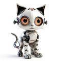 Cute cat or kitten robot, funny robotic pet animal isolated over white background. Created with generative Ai Royalty Free Stock Photo