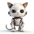 Cute cat or kitten robot, funny robotic pet animal isolated over white background. Created with generative Ai Royalty Free Stock Photo