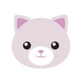 Cute cat log, pink cat portrait vector