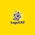 Cute cat logo on a yellow background