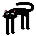 Cute cat with long legs. Tall kitten. Cartoon baby pet character. Long paws. Kawaii black kitty head face. Happy Halloween.