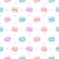 Cute cat macaron dessert seamless pattern background