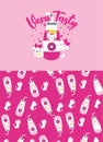 cute cat milk bottle print all over vector art Royalty Free Stock Photo